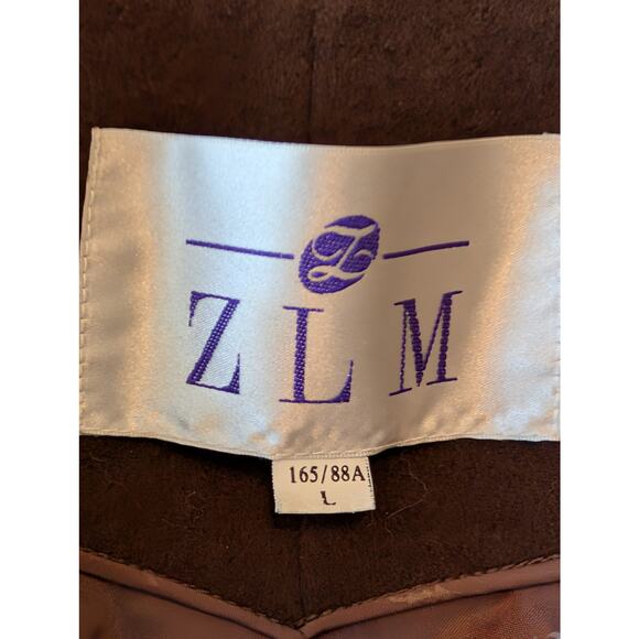 90s ZLM Chocolate Brown Wool Rabbit Hair Blend Long Coat Fits Medium - Picture 10 of 11